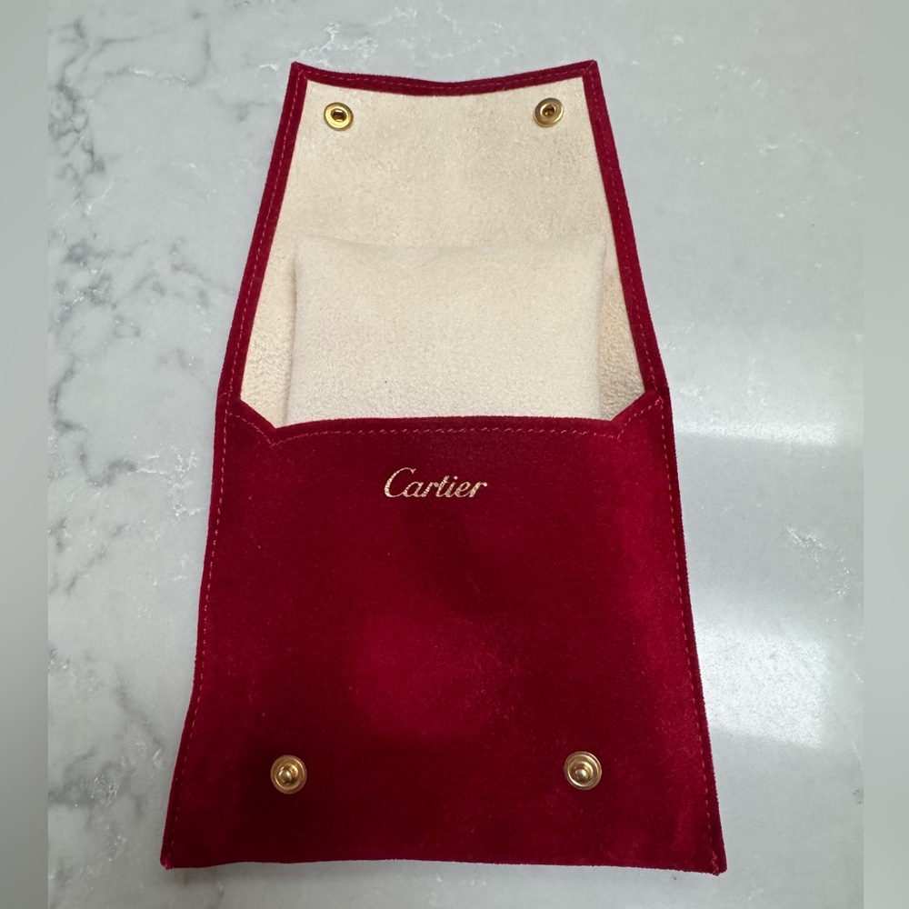 Authentic Cartier Red and Cream Velvet Bracelet / Watch Pouch